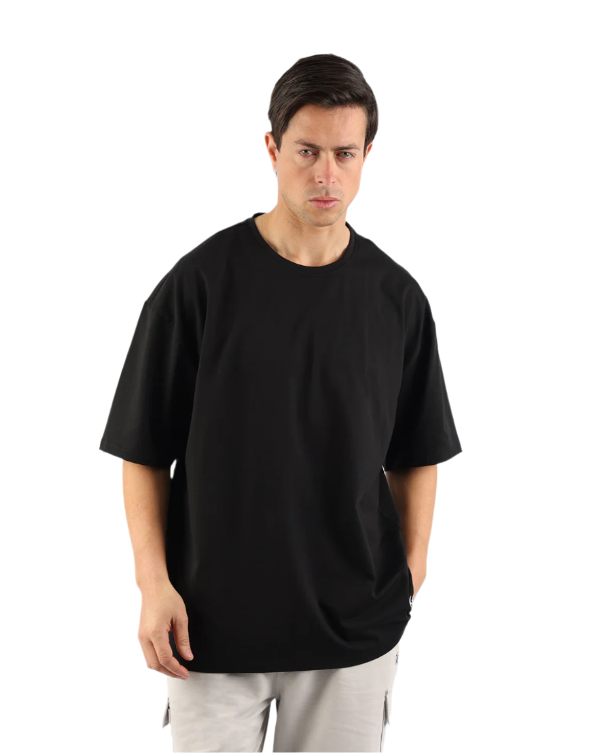 OverSized Basic Men's Black T-Shirt-Atum -54307900