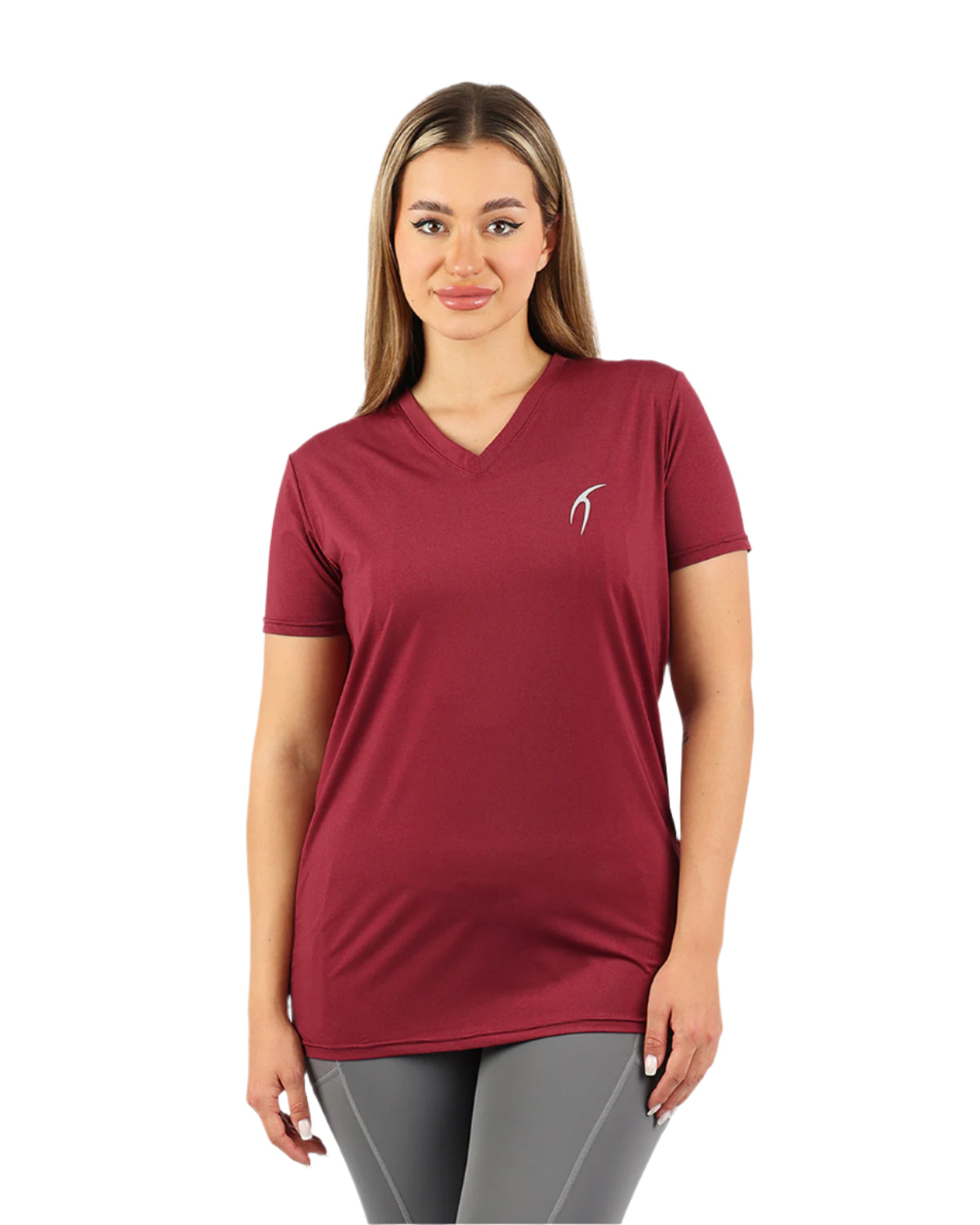 V Neck Training Burgundy Top-Atum -60282183