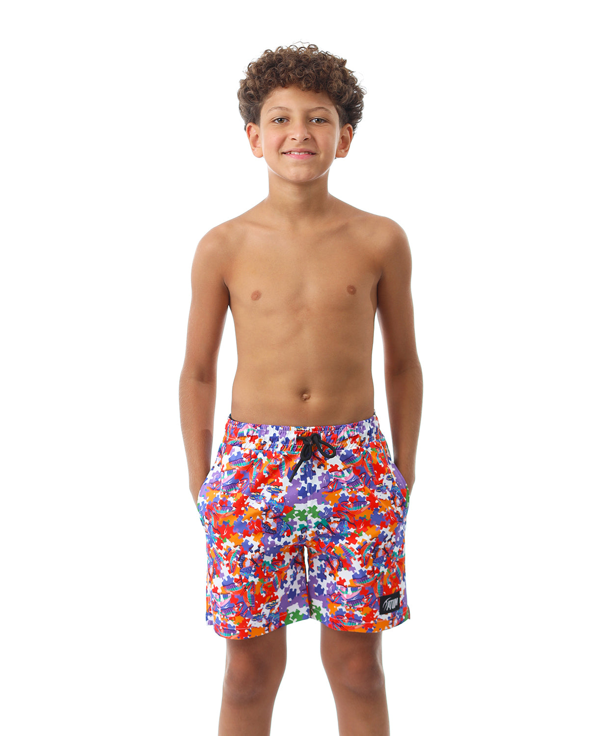 Puzzle Boy's Purple Swim Short-Atum -75773159