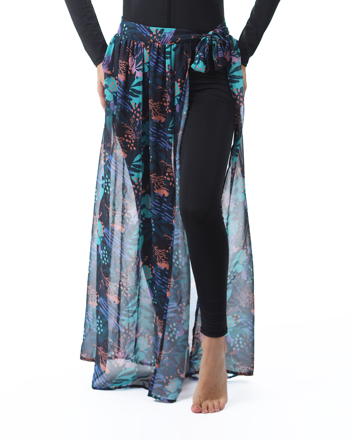 Tropical Night Aqua Cover-Up Skirt-Atum -37150269