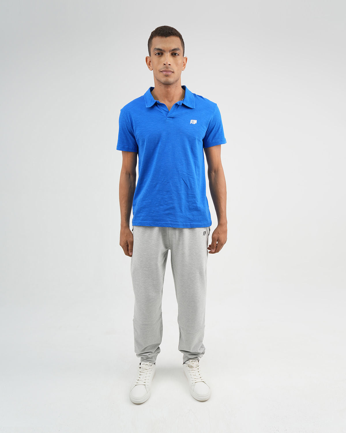 Comfort Slub Blue Polo Shirt-Atum -39924204