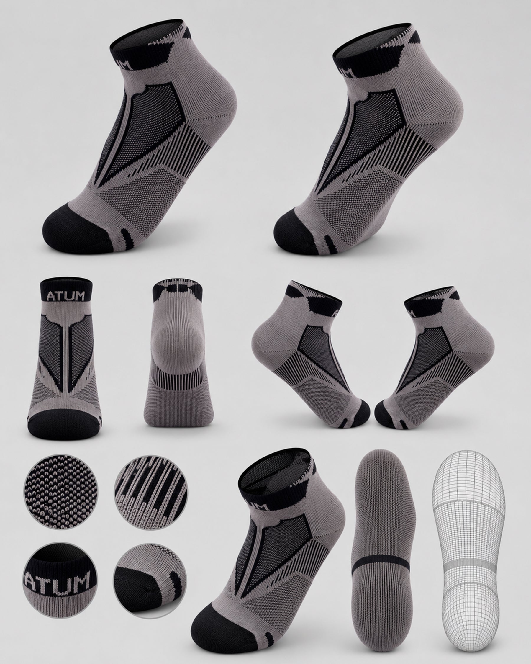 Kids Low-Cut Gray Training Socks