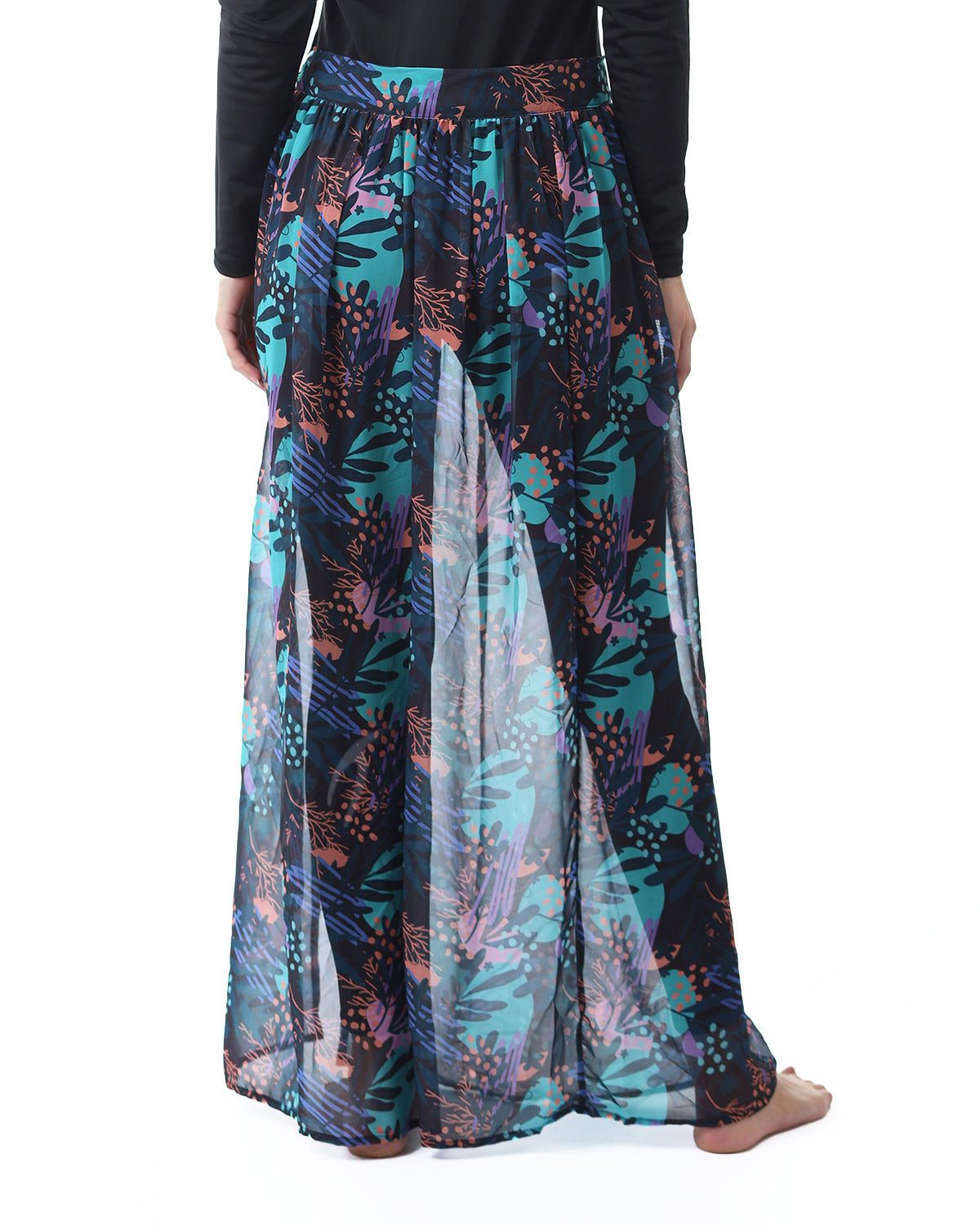 Tropical Night Aqua Cover-Up Skirt-Atum -47736216