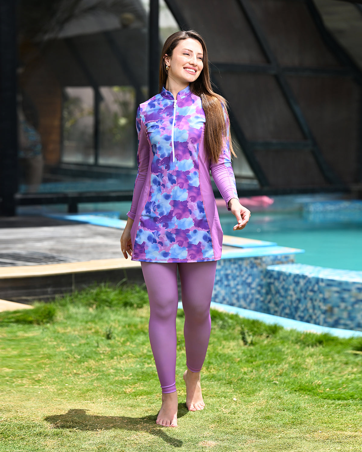 Lavender Lagoon Lilac Long Rashguard-Atum -30134459