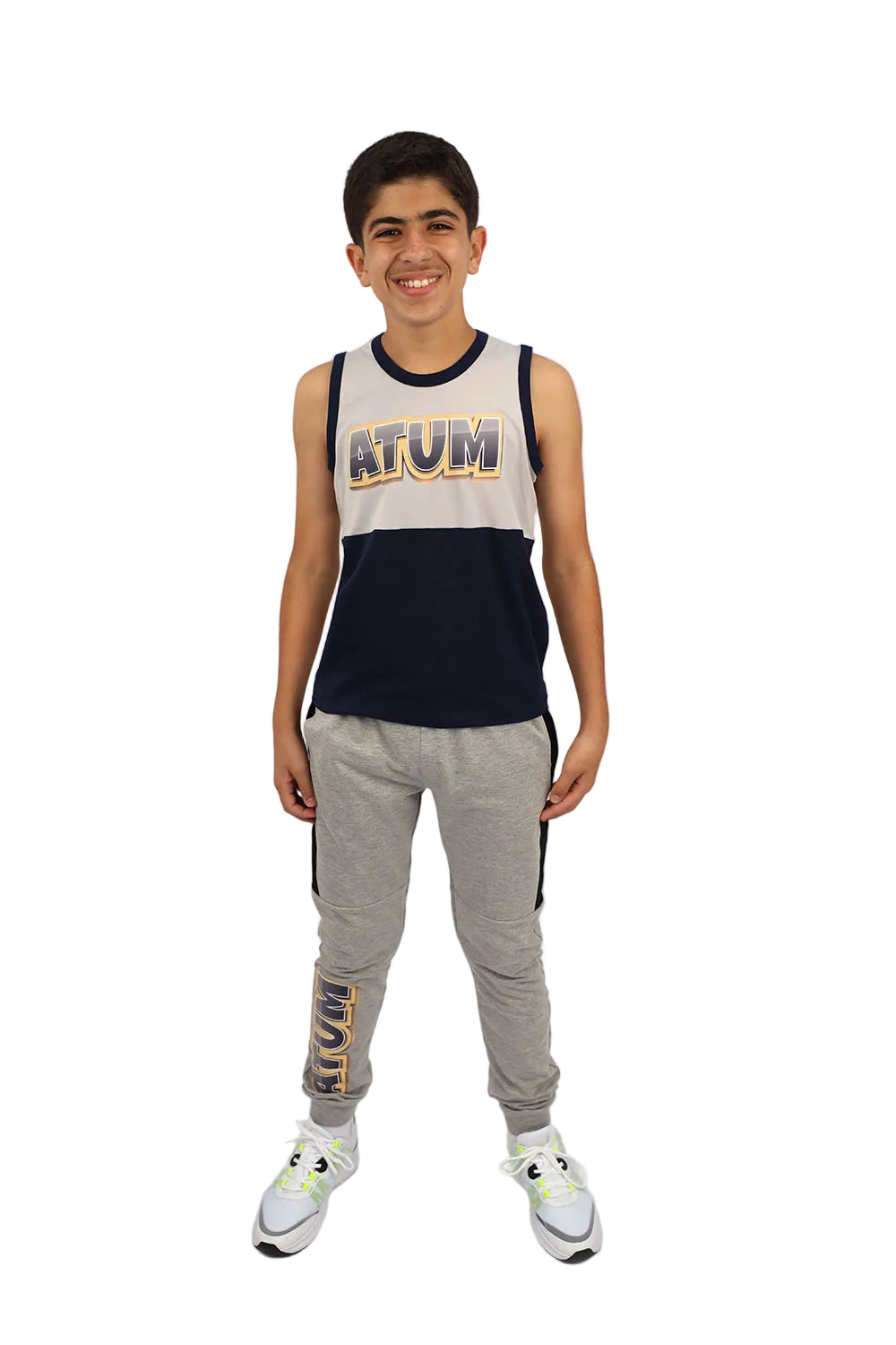 Boy's Basic Gray Sweatpants-Atum -73289192