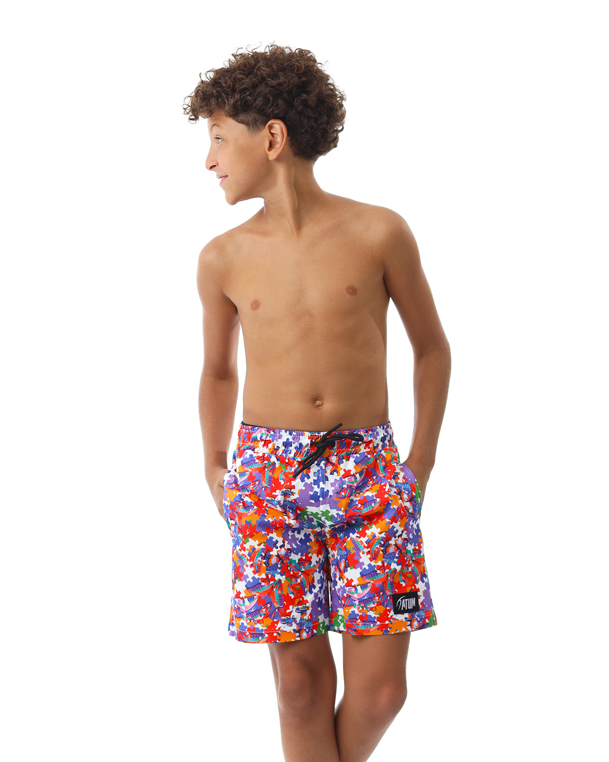 Puzzle Boy's Purple Swim Short-Atum -91626837