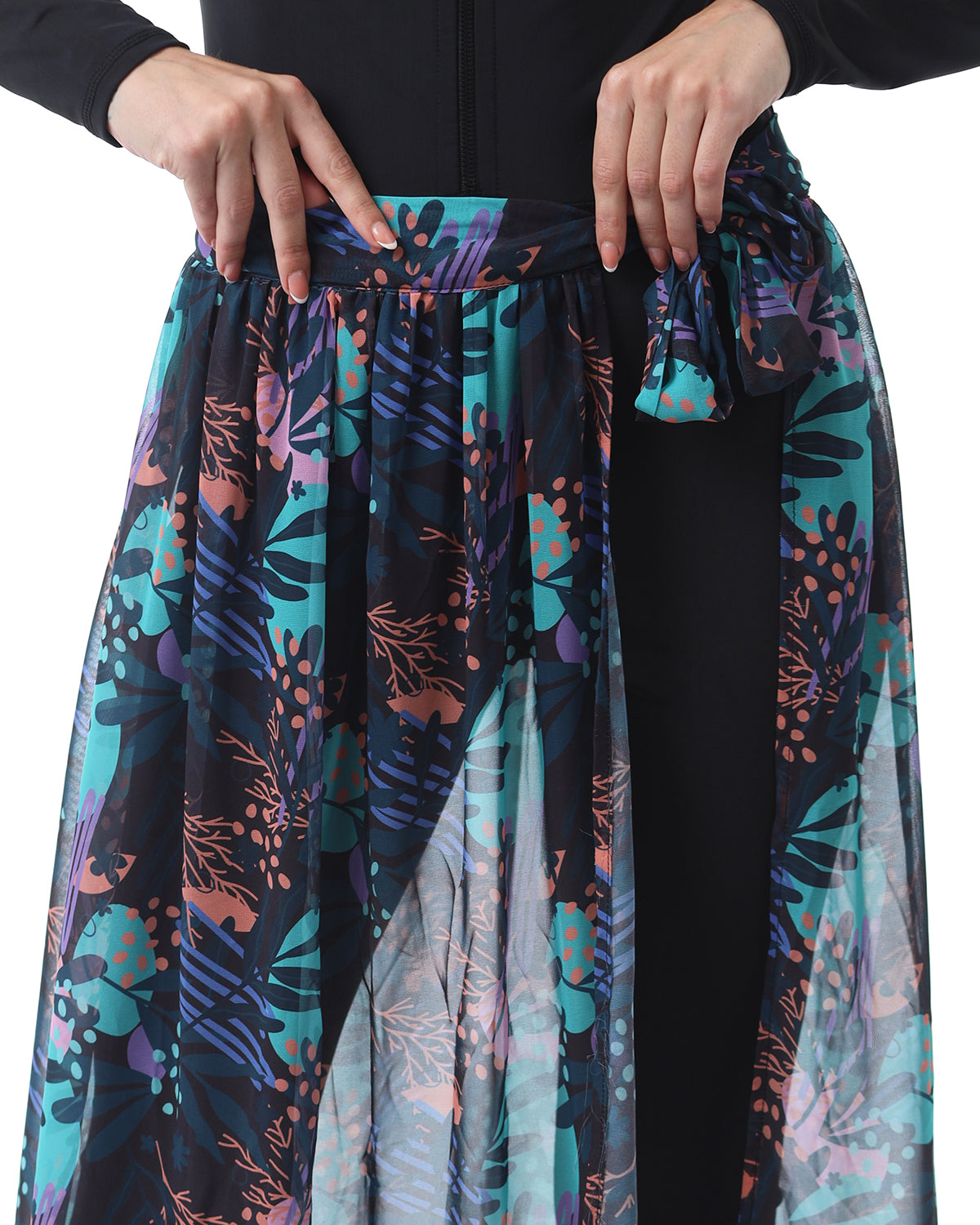 Tropical Night Aqua Cover-Up Skirt-Atum -12678138