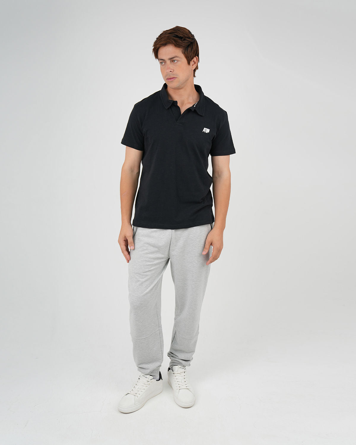 Comfort Slub Black Polo Shirt-Atum -80564659