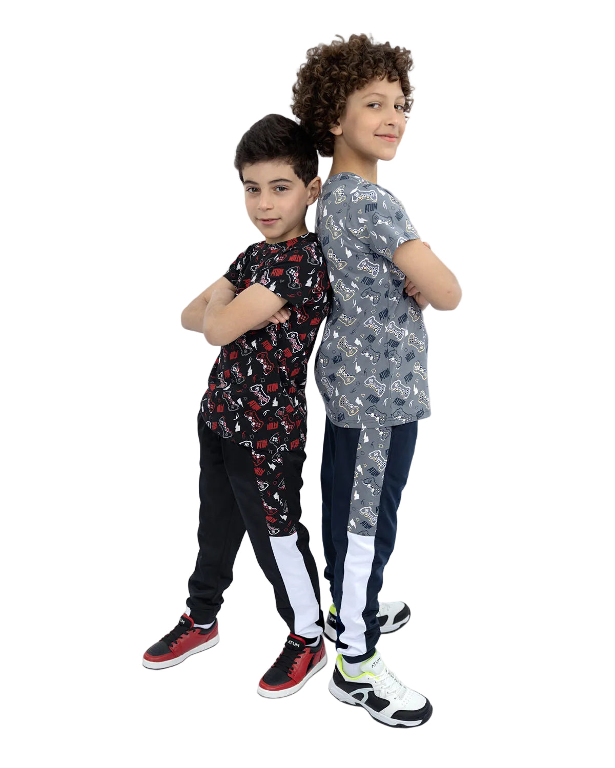 Boy's Graphic Black Sweatpants-Atum -54849644