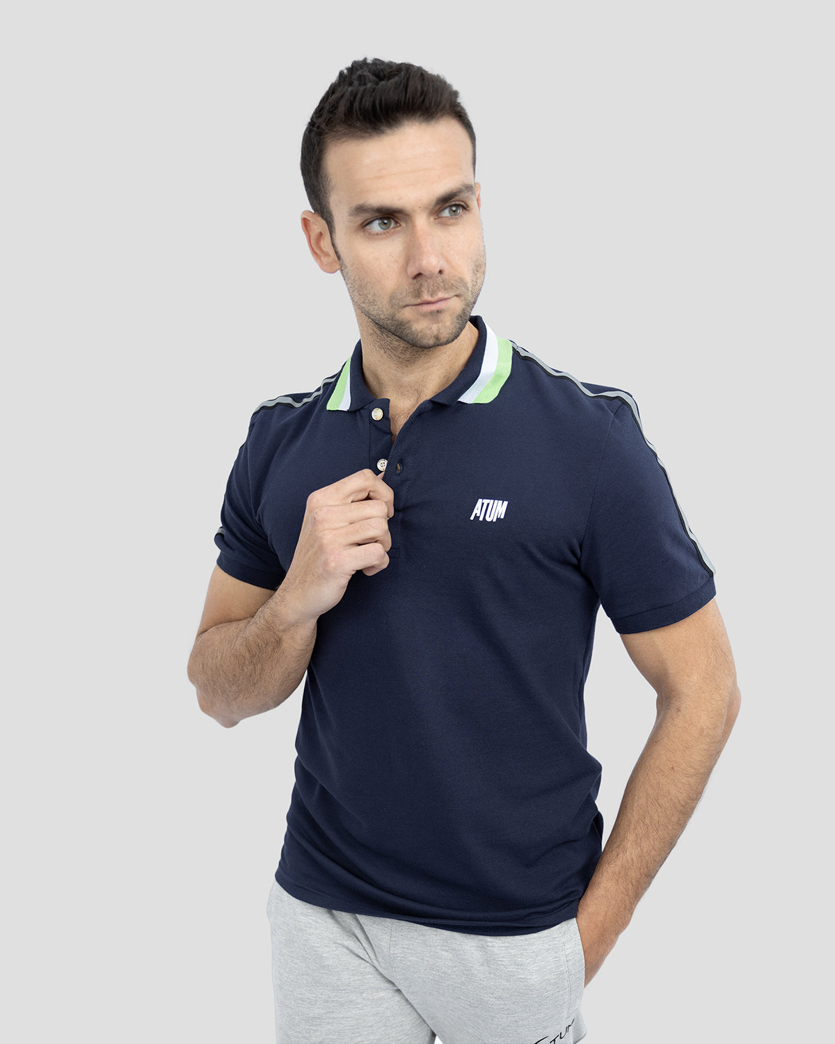 Men's Stripped Neck Polo T-Shirt