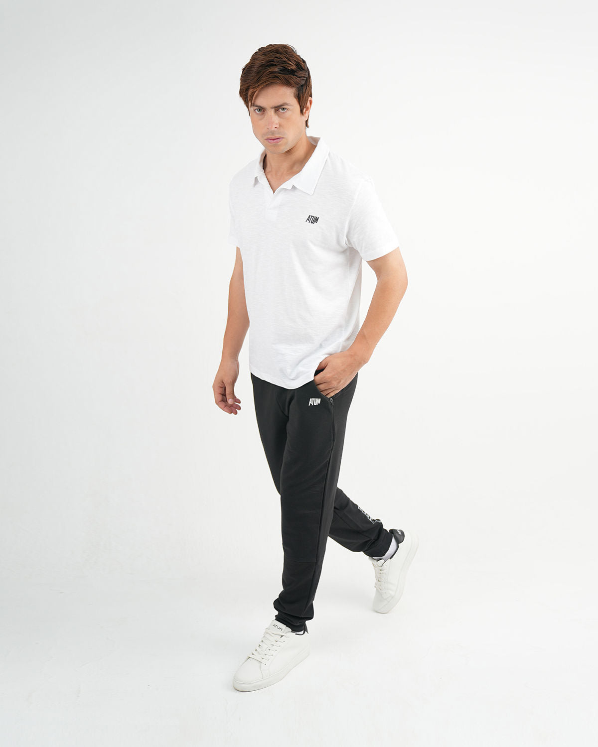 Comfort Slub White Polo Shirt-Atum -71141264