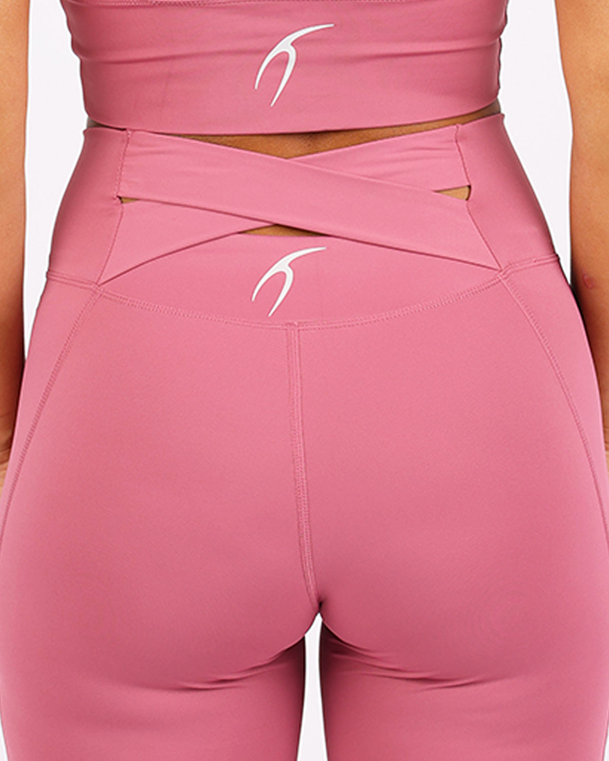 Curve Accent High-Rise Pink Leggings-Atum -14599054