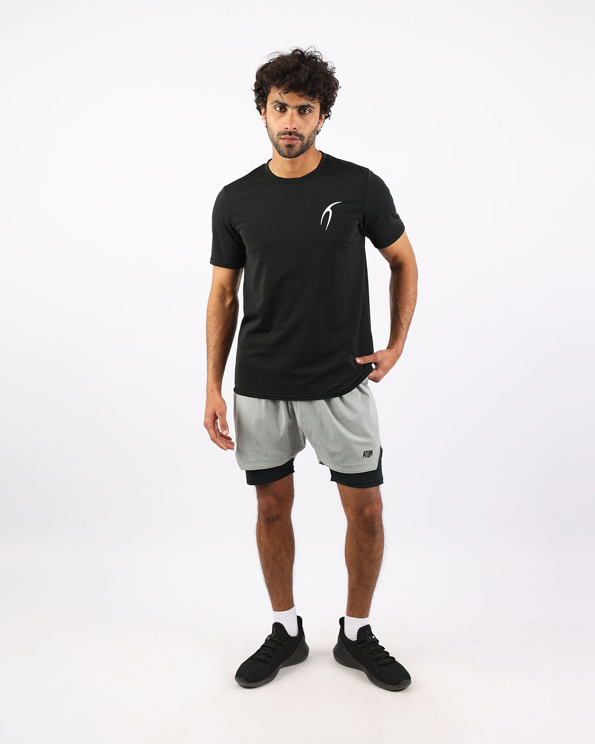 Crew Neck Short Sleeve Athletic Top-Atum -28905944