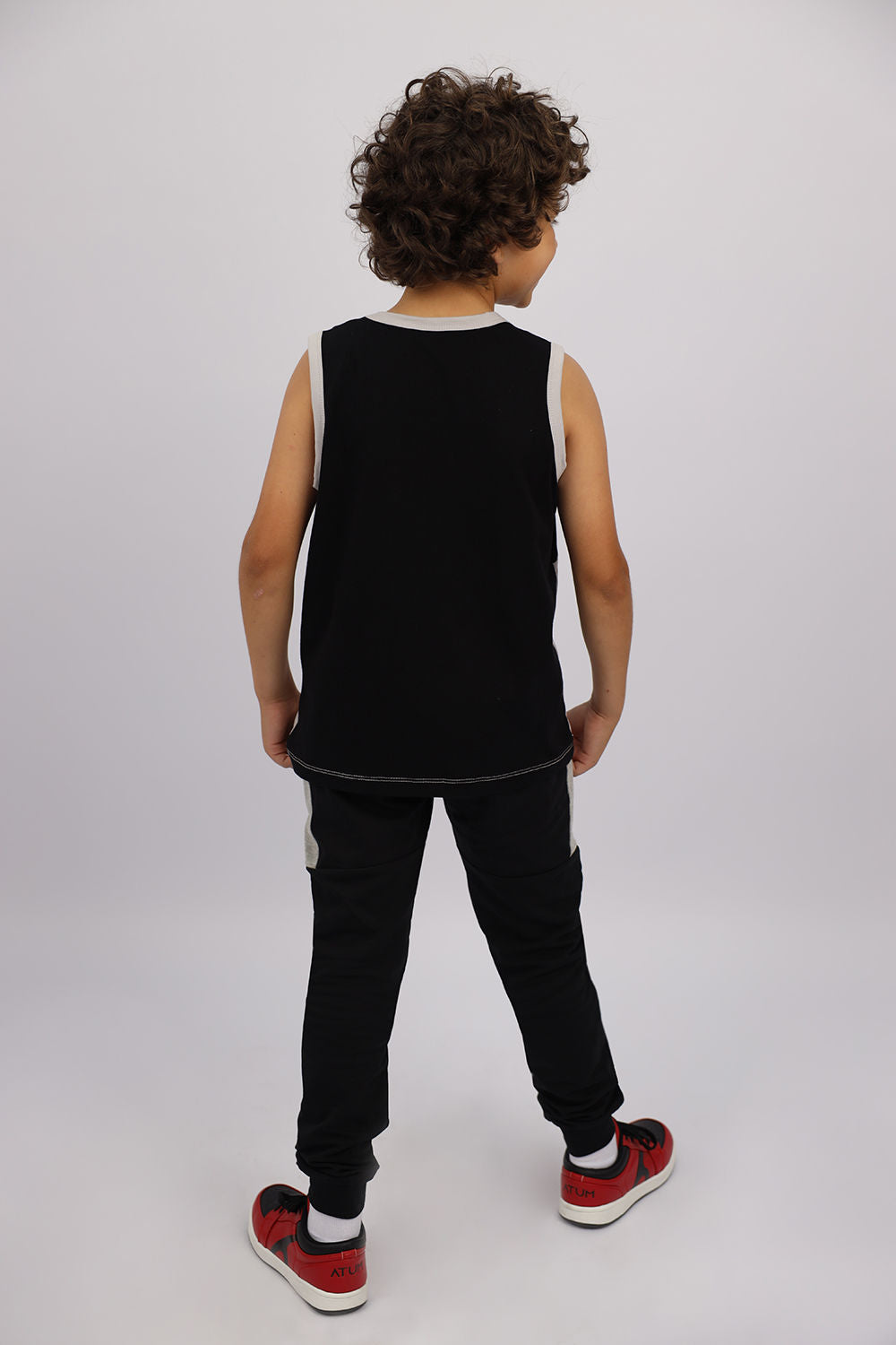 Boy's Basic Black Sweatpants-Atum -25183283