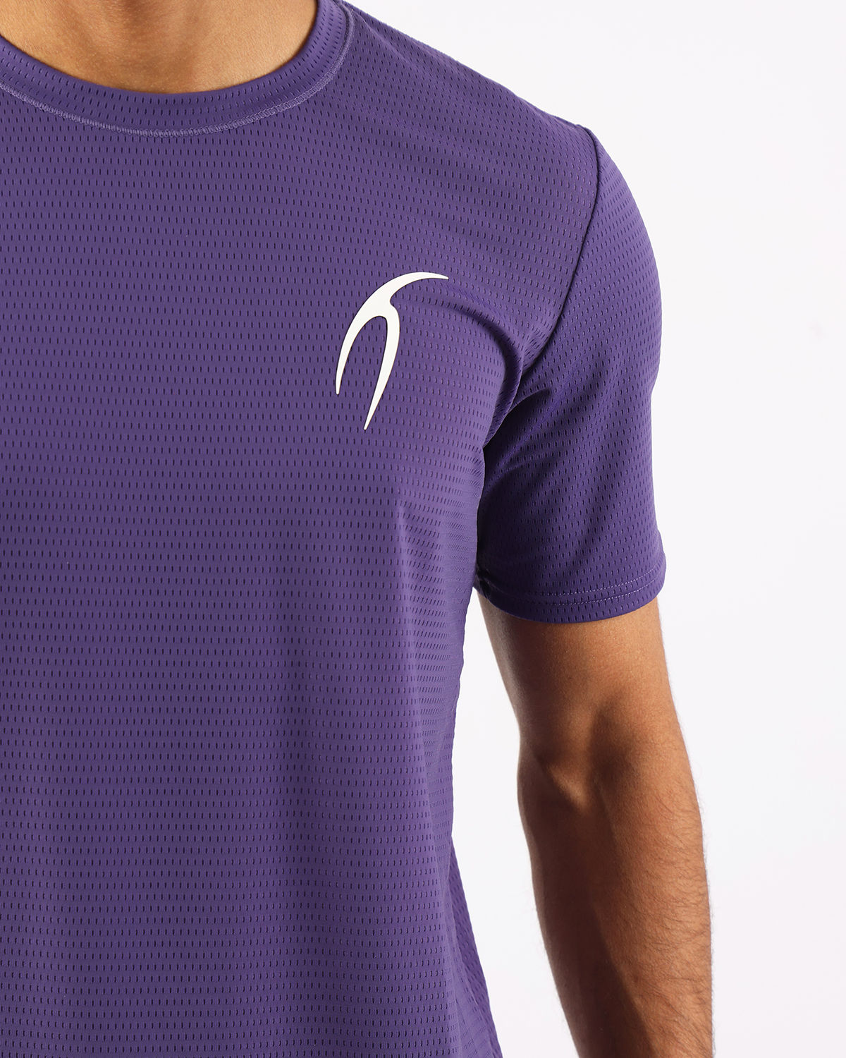 Crew Neck Short Sleeve Purple Athletic Top-Atum -5251267