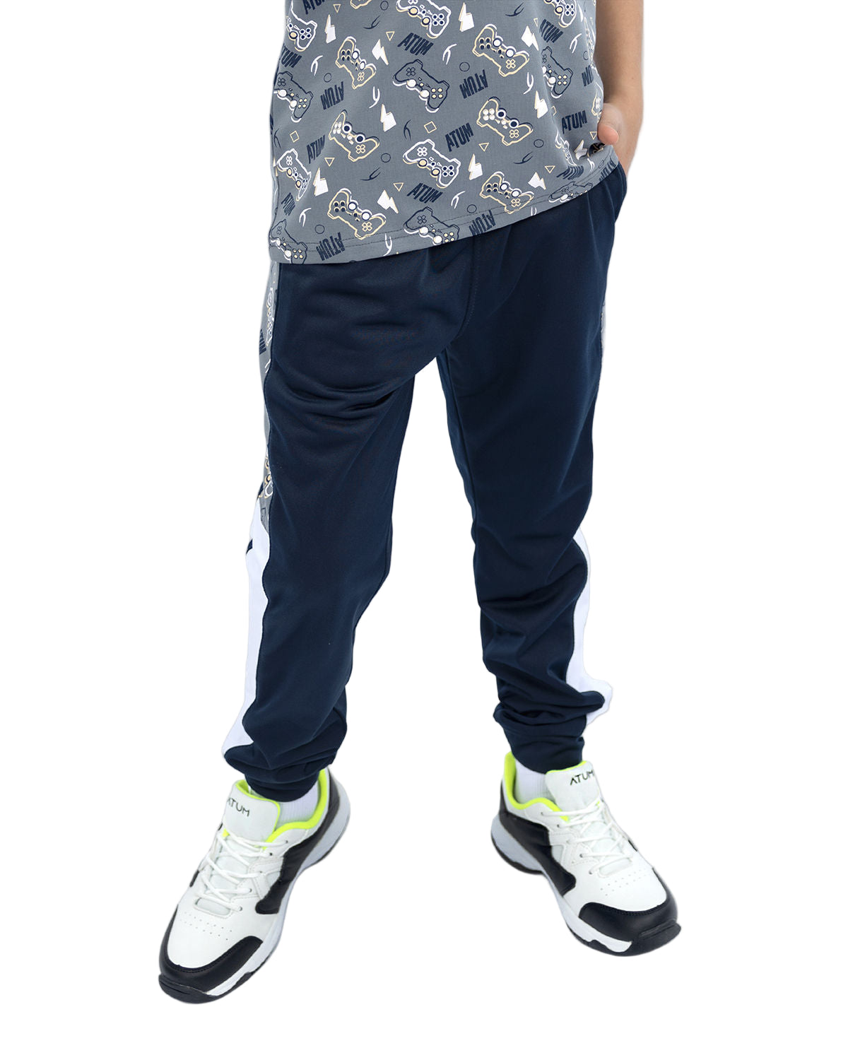 Boy's Graphic Navy Sweatpants-Atum -9980851