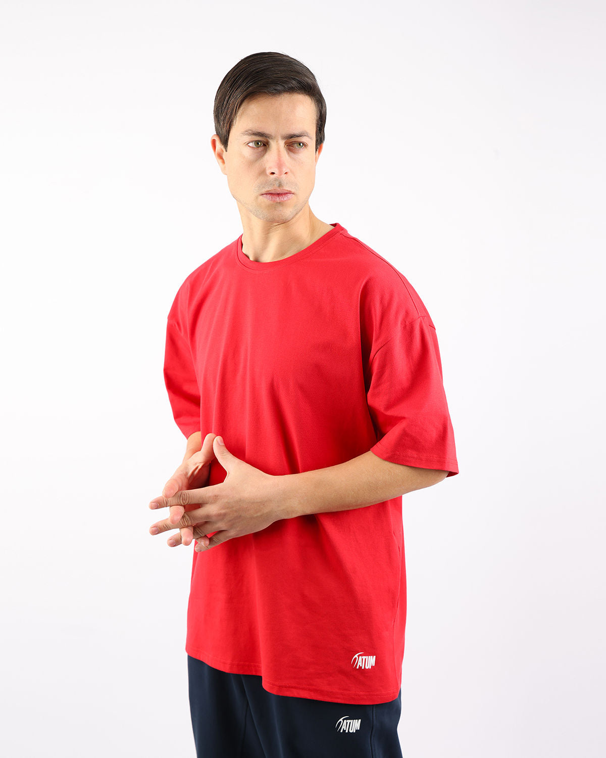 OverSized Basic Men's Red T-Shirt-Atum -27329738
