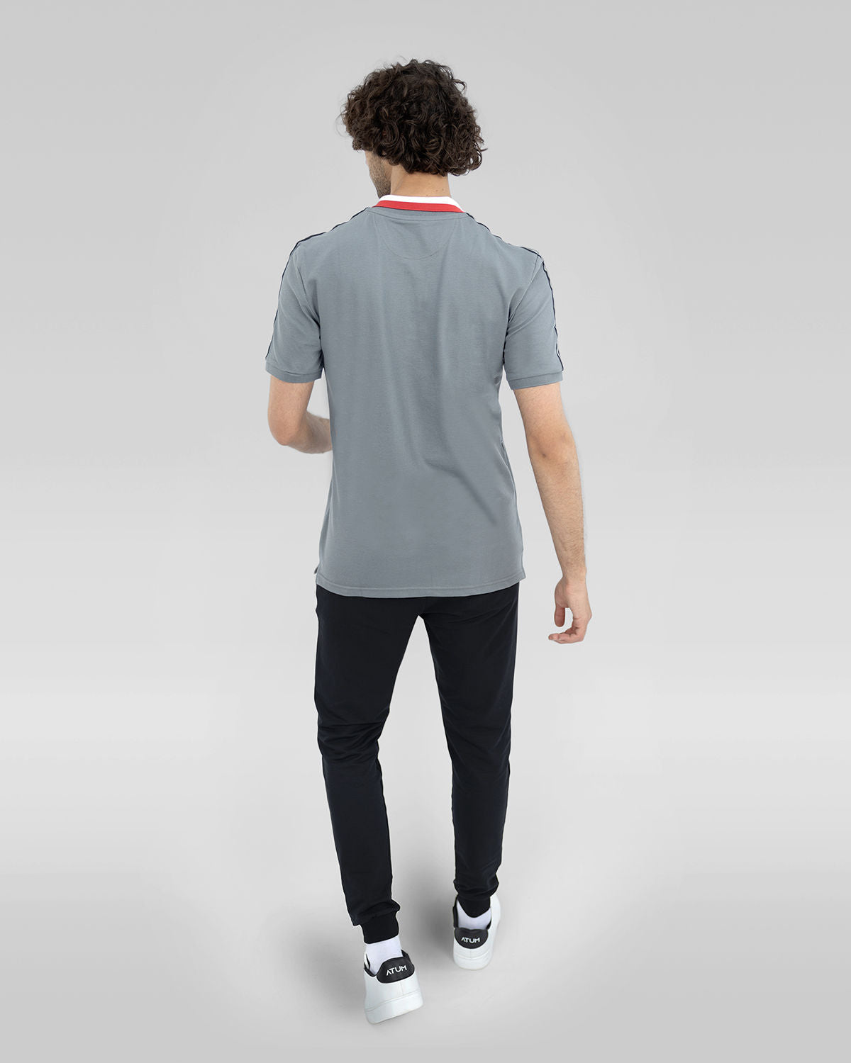Men's Stripped Neck Polo T-Shirt-Atum -99789310