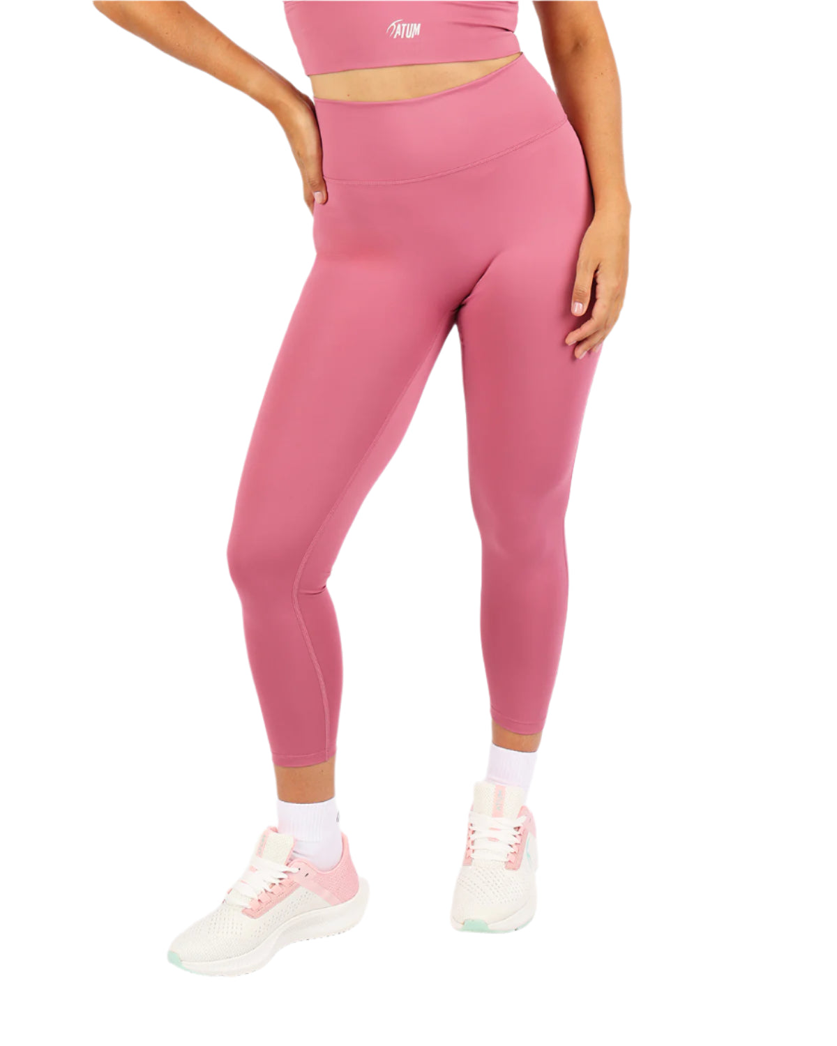 Curve Accent High-Rise Pink Leggings-Atum -4653659