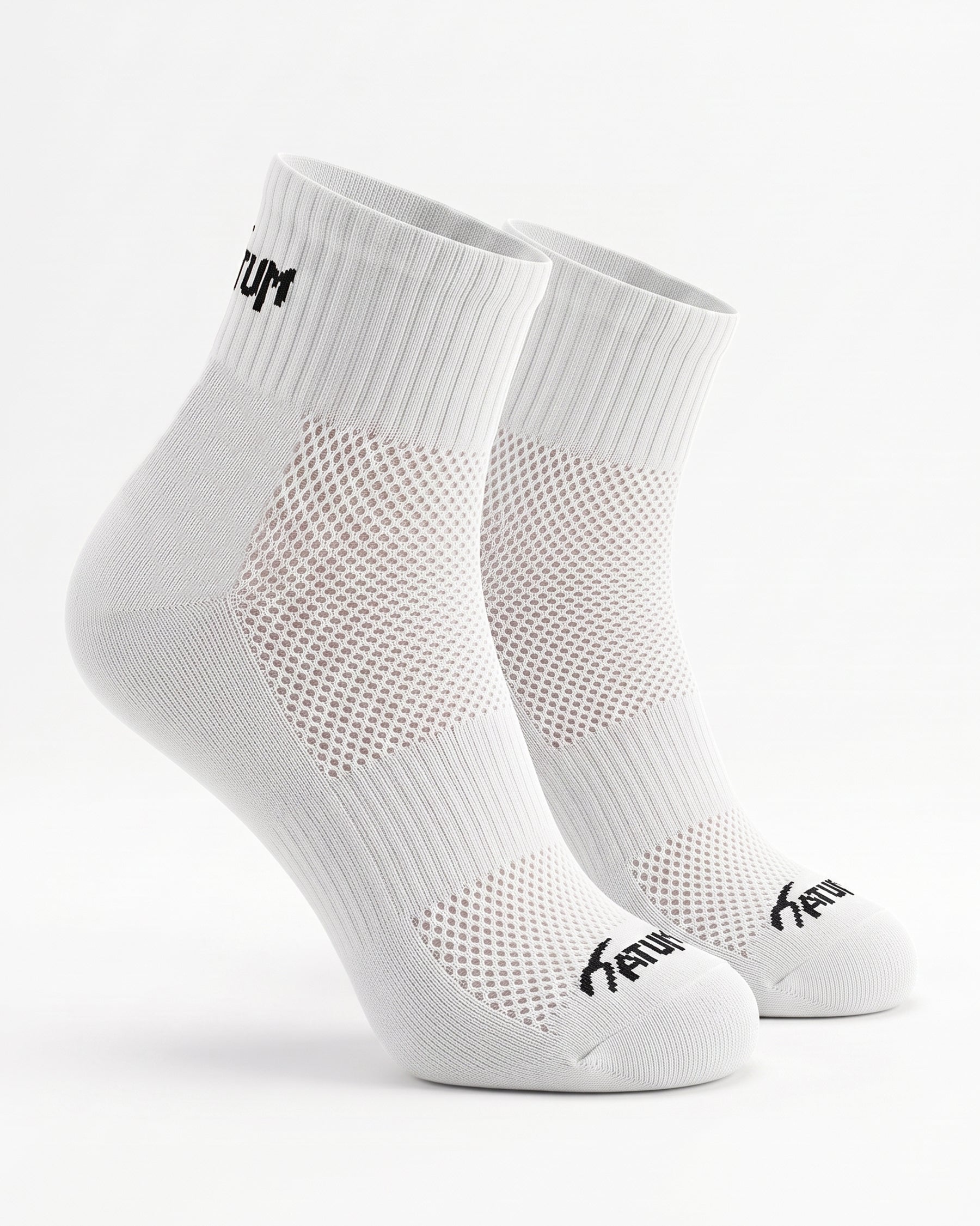 Unisex White Half Socks With Net-Atum -32705598