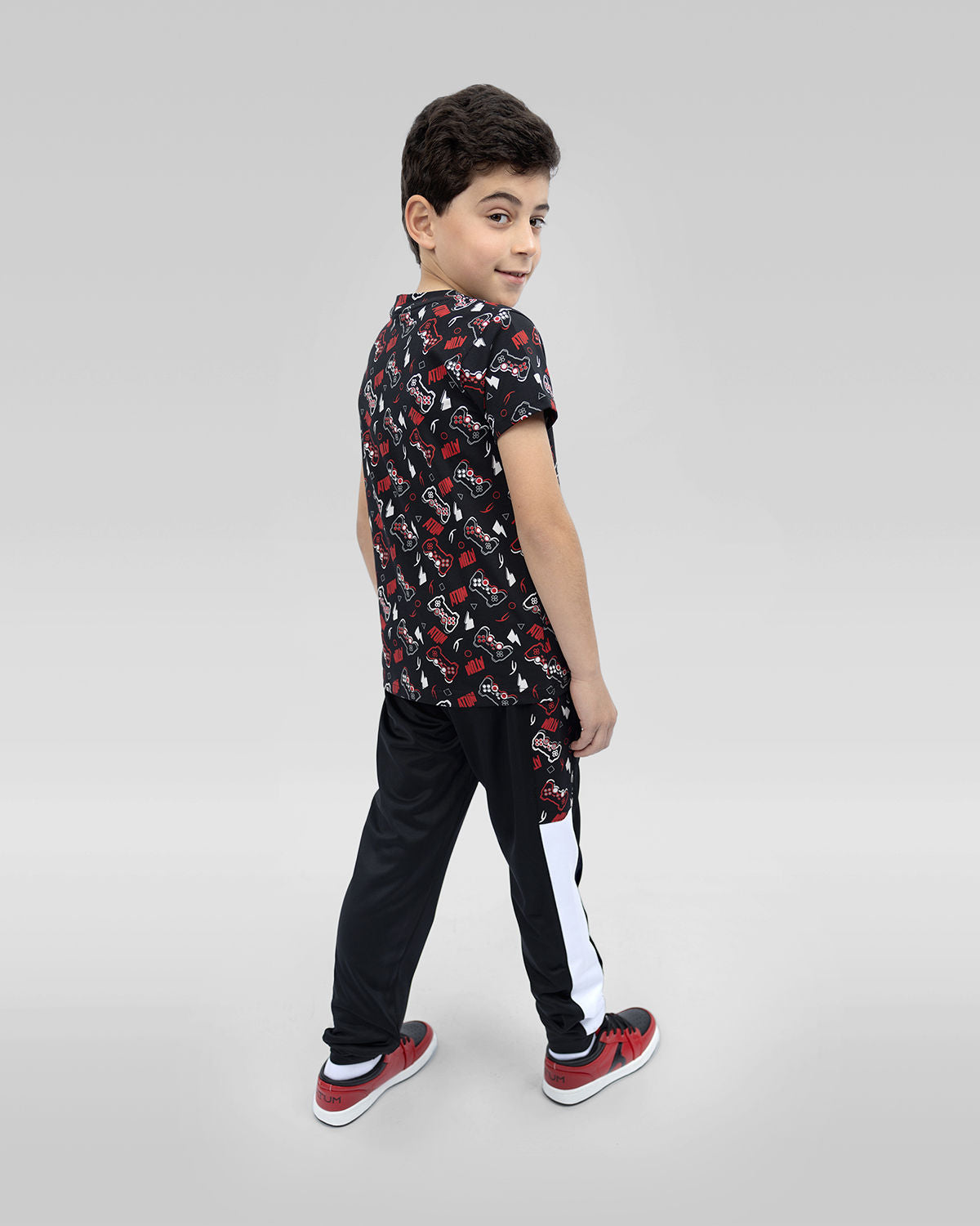 Boy's Graphic Black Sweatpants-Atum -76915196