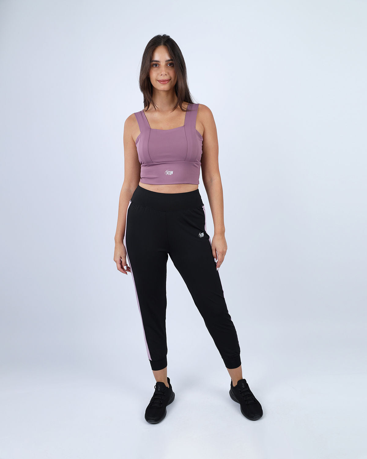 Stride Contrast Panel Pink Leggings-Atum -85094742