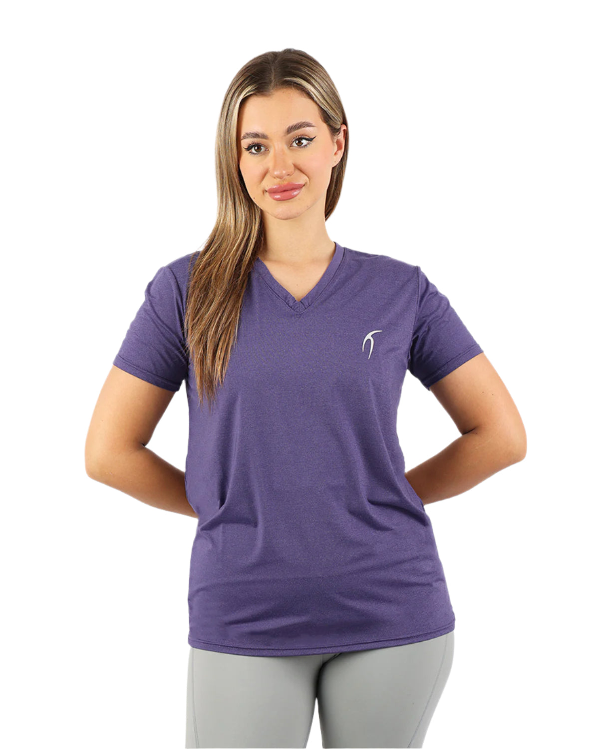 V Neck Training Purple Top-Atum -71324498