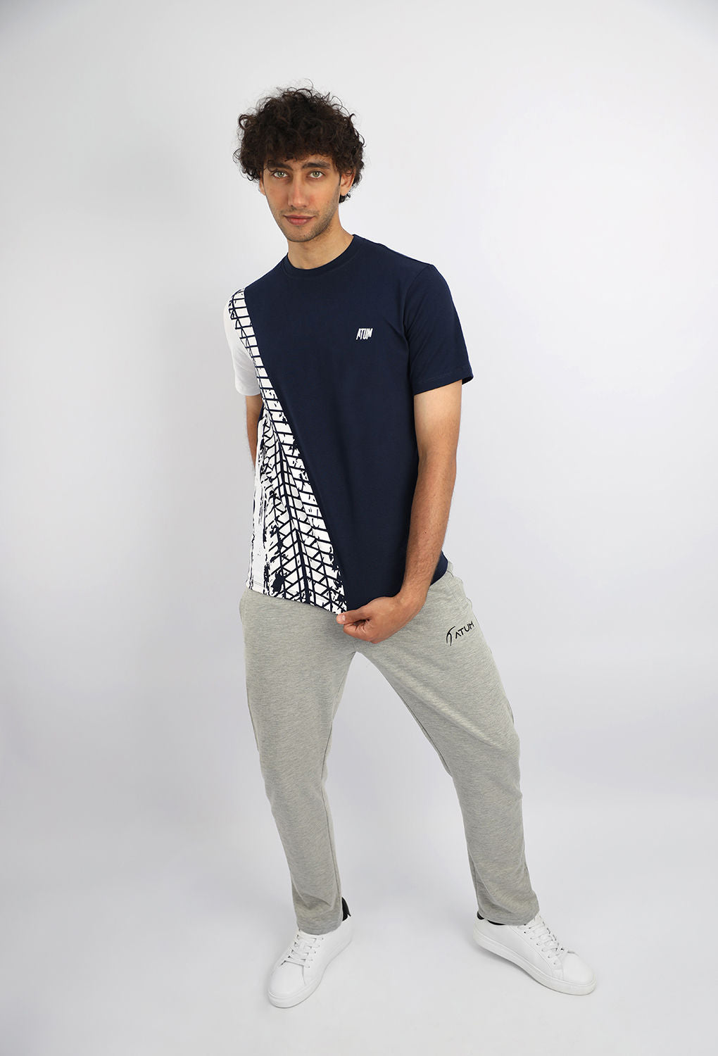 Futuristic Crew-Neck Navy T-Shirt