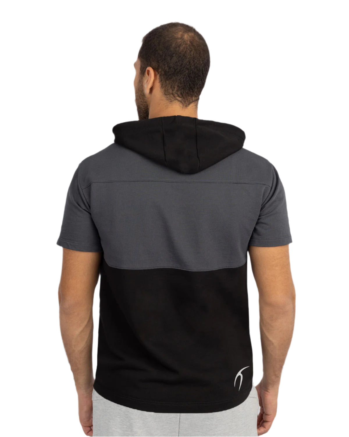 Half Sleeve Gray Hoodie-Atum -26365875