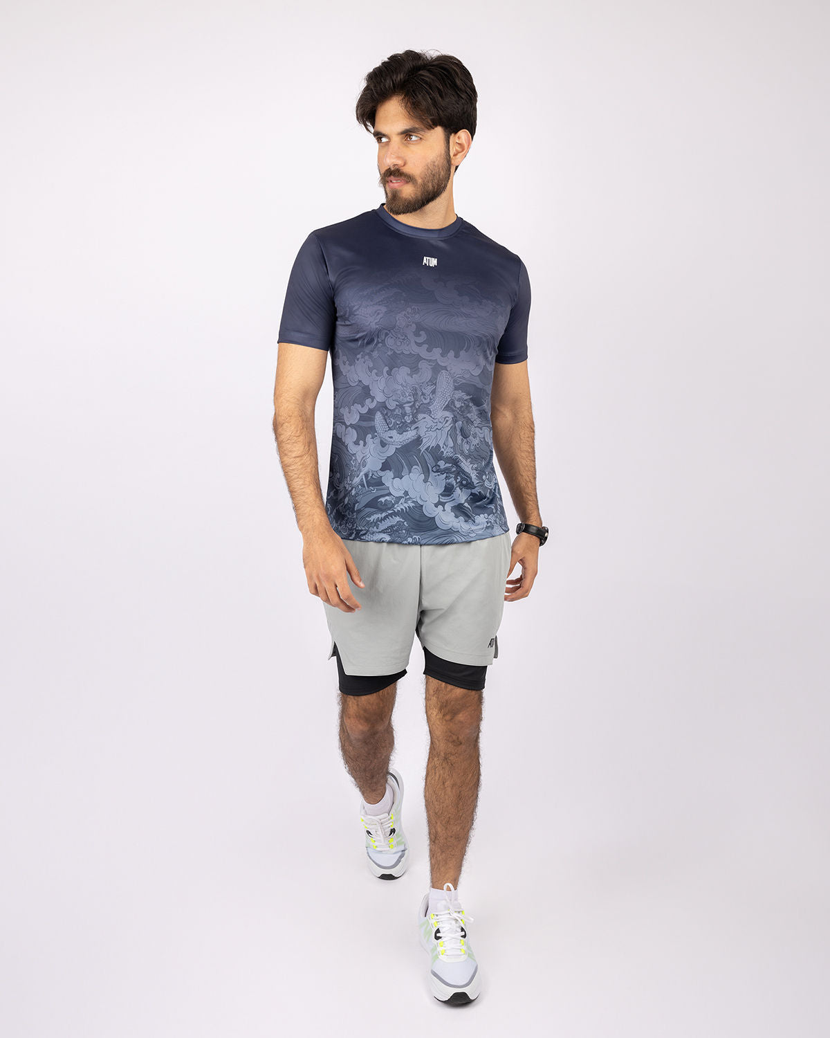 Round Printed Navy T-Shirt-Atum -61809414