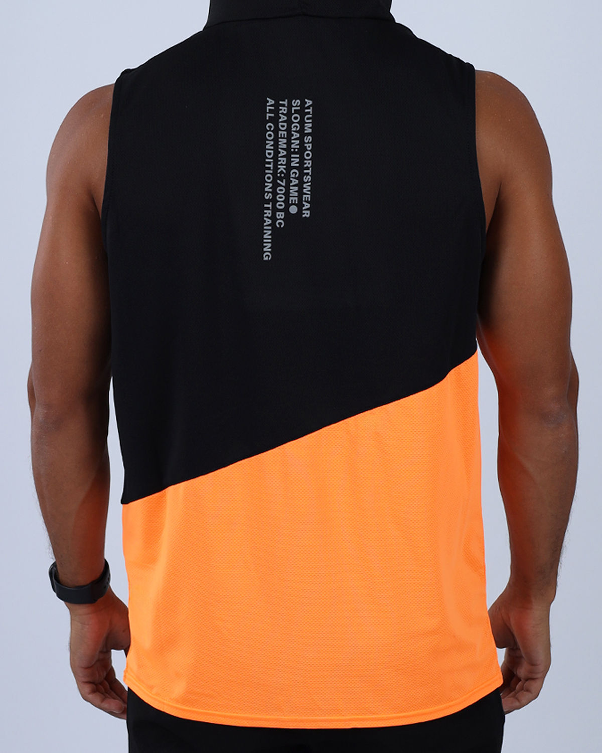 Sleeveless Breathable Orange Hoodie-Atum -43036283