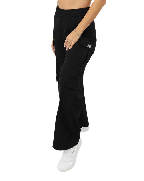Women's Cargo Black Pants-Atum -99979028