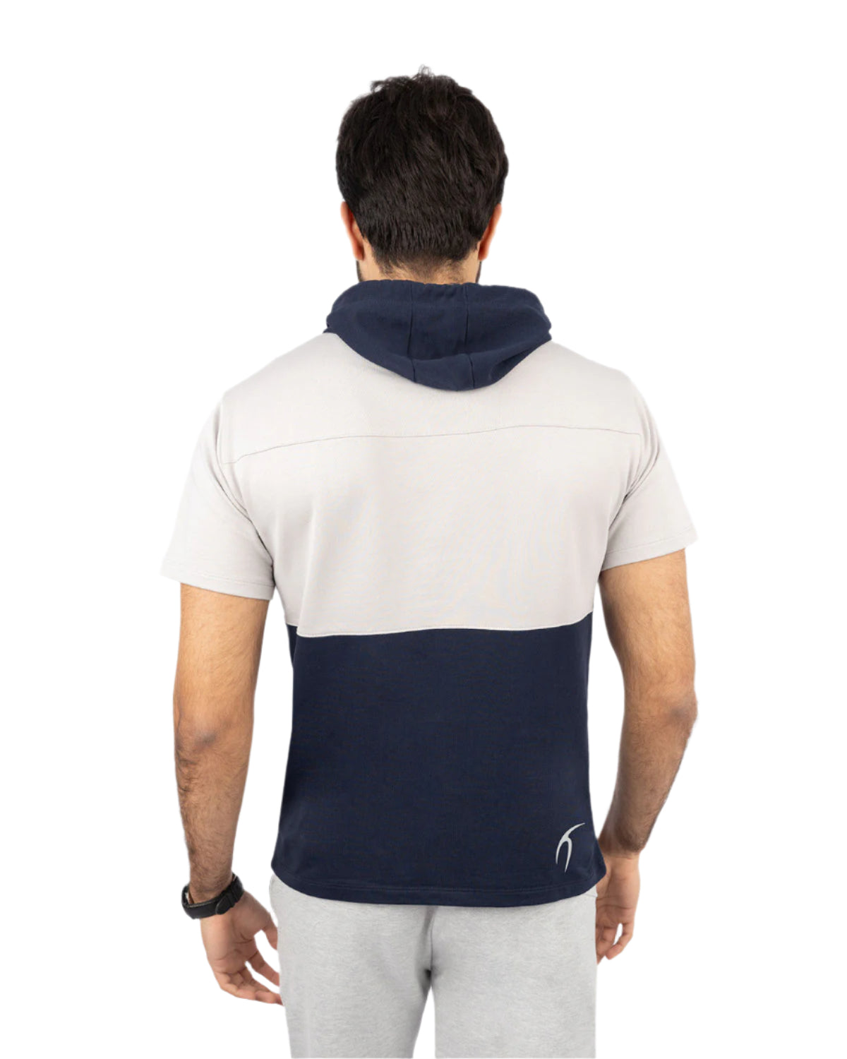 Half Sleeve Light Gray Hoodie-Atum -33130452
