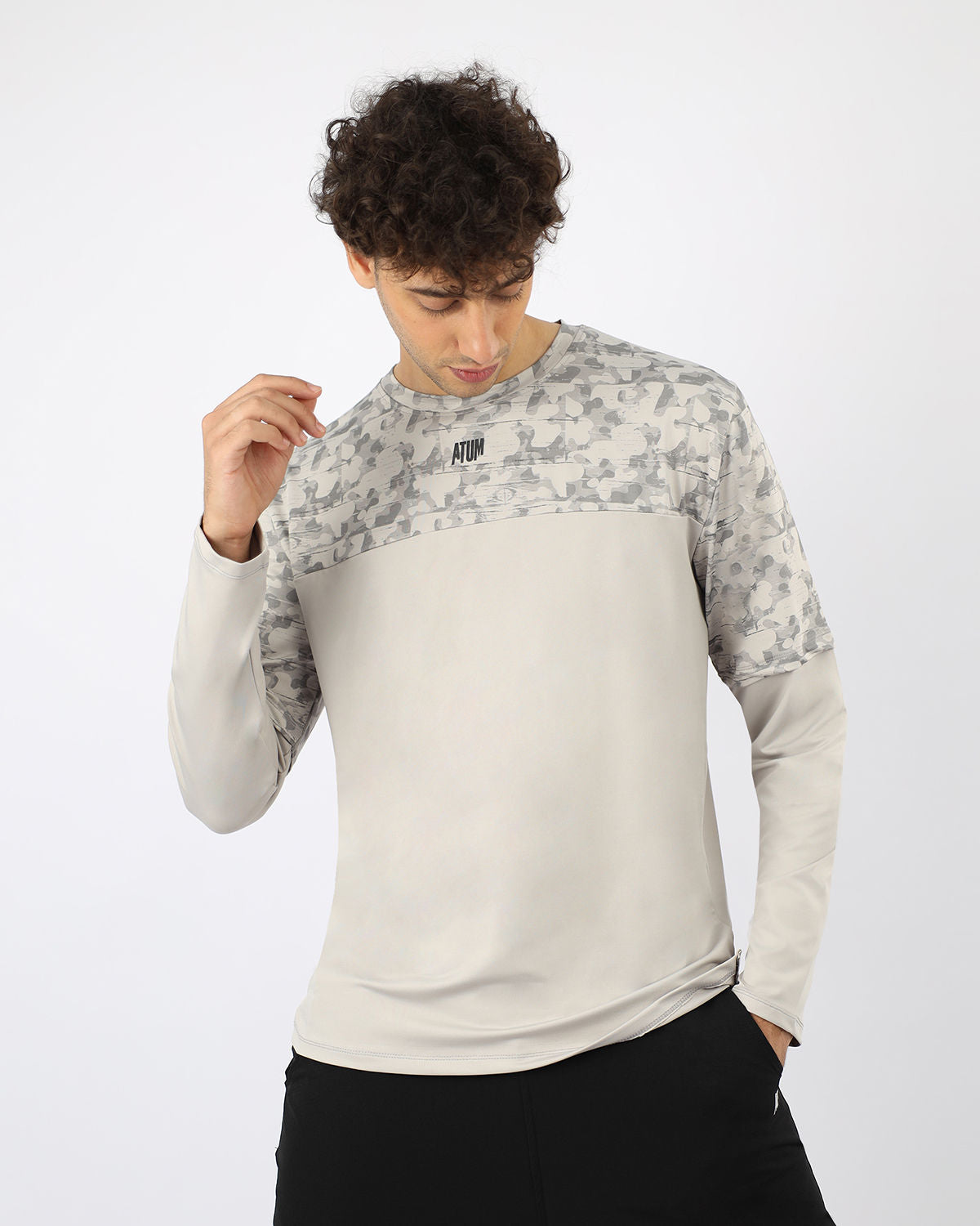 Men's Fitness Light Gray Top-Atum -40549617