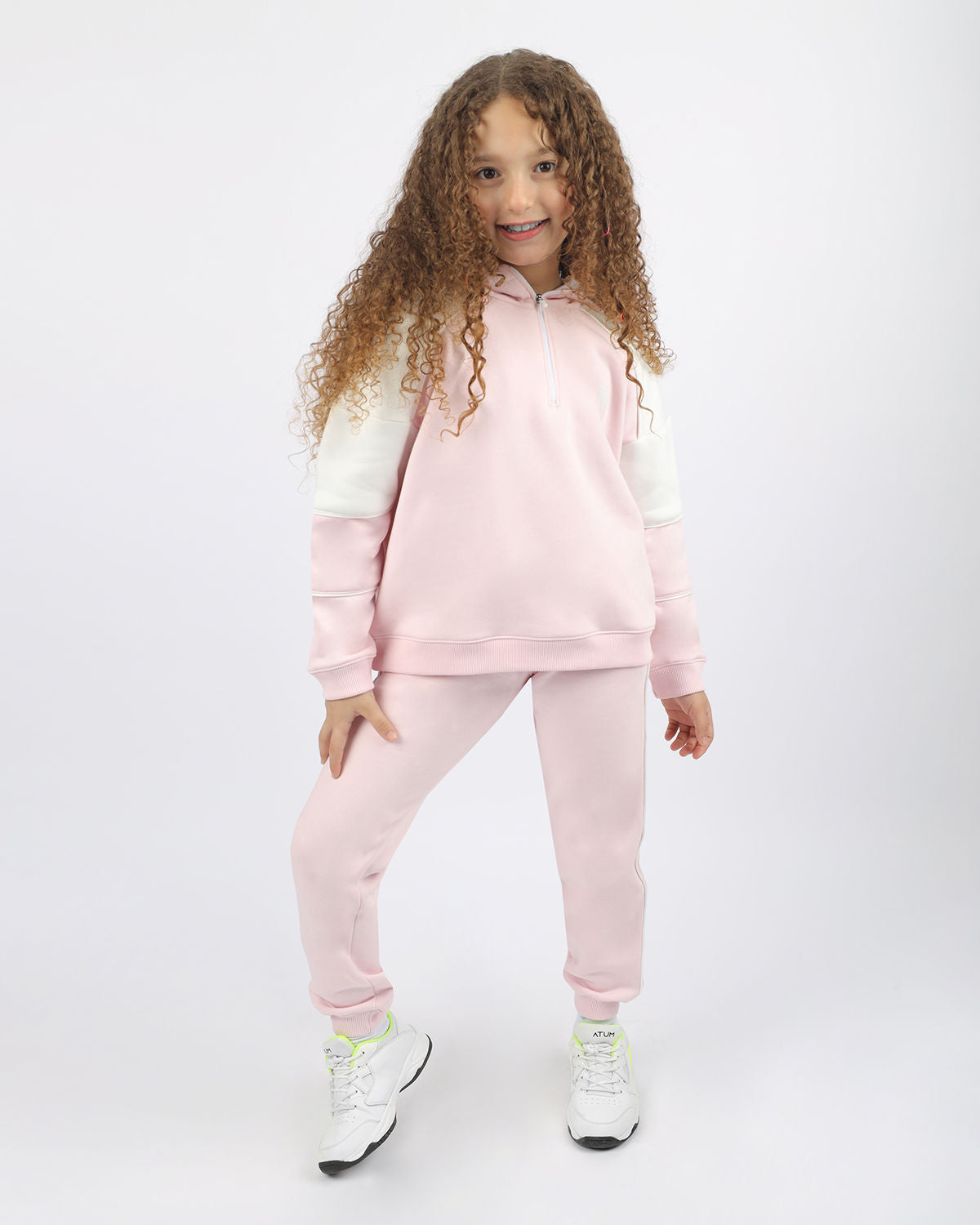 Girl's Quarter Pink Zip Hoodie-Atum -61706709