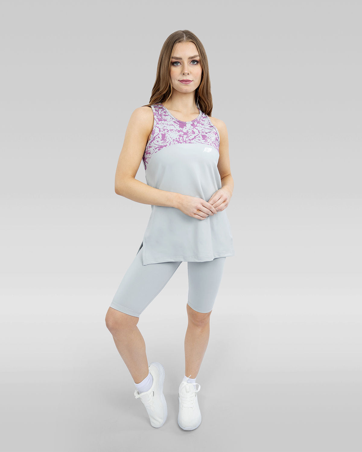 Printed Gray Tank Top-Atum -97970938