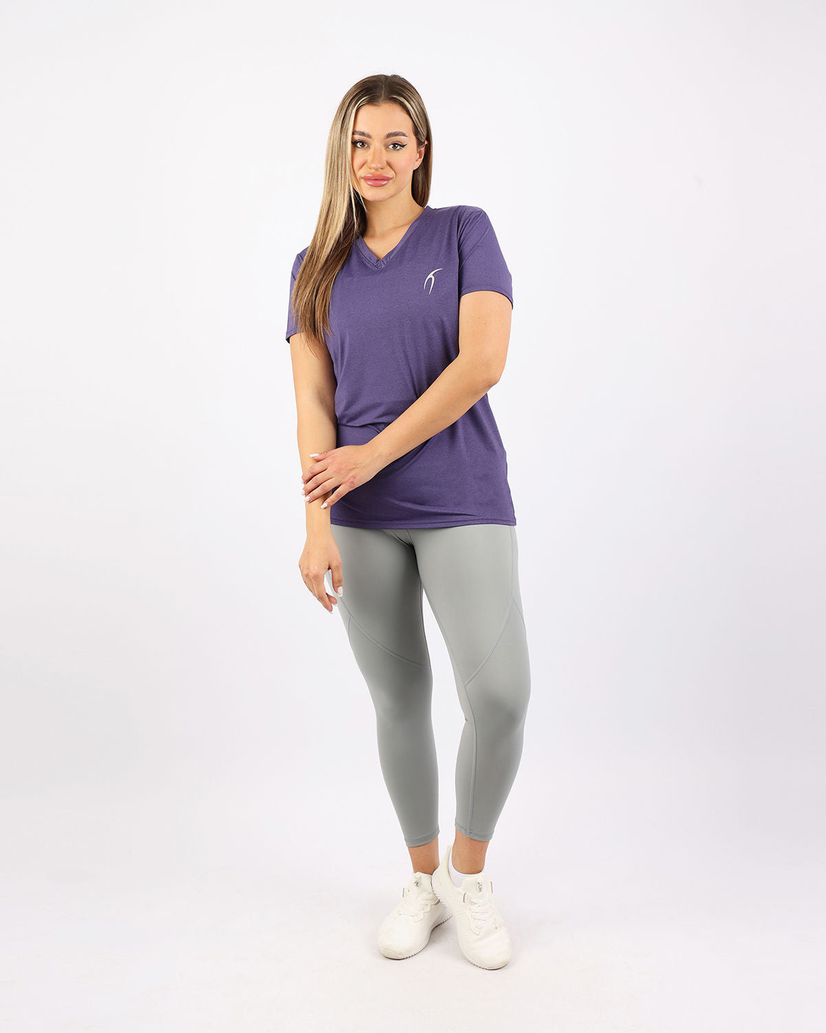 V Neck Training Purple Top-Atum -63036097