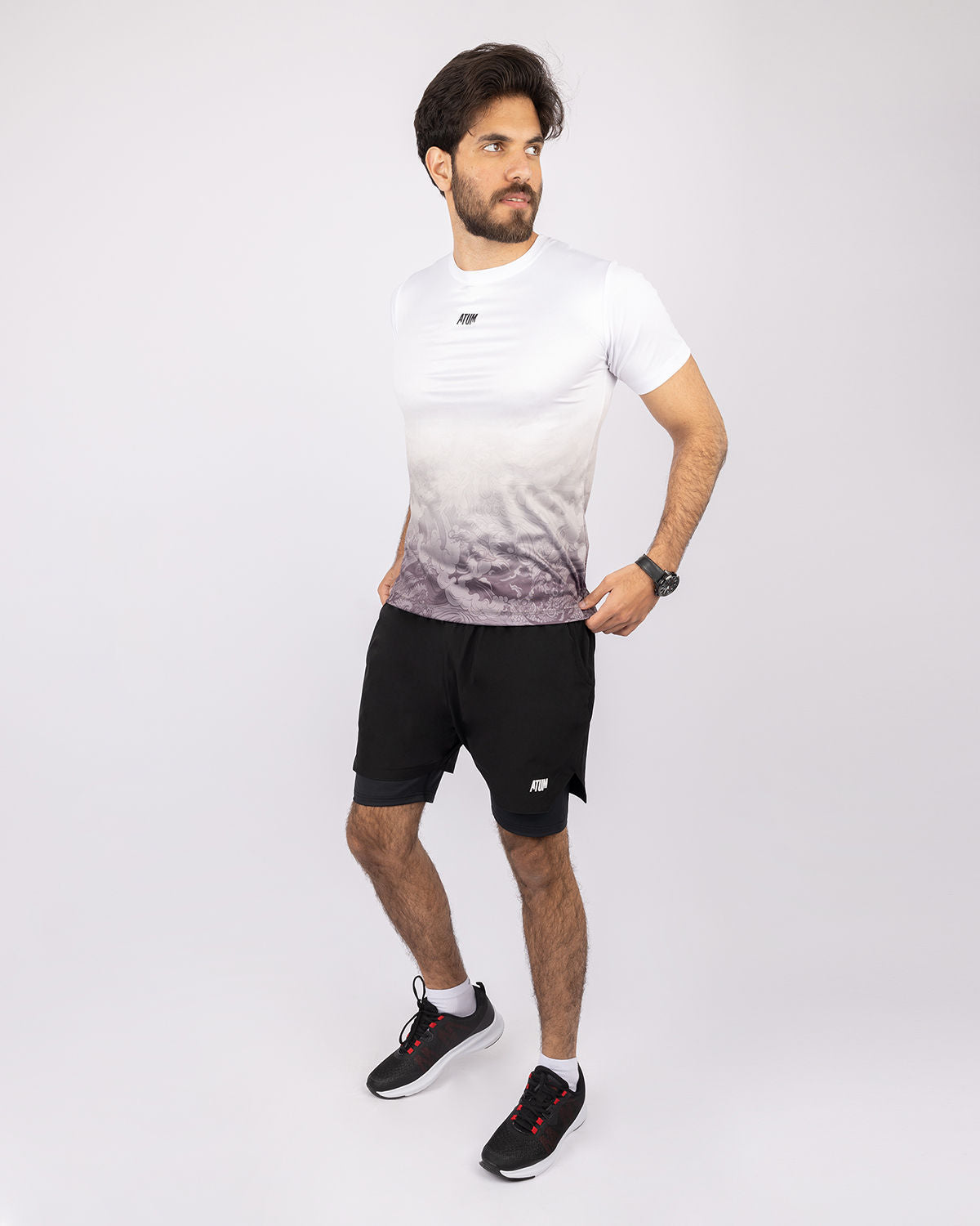Round Printed Gray T-Shirt-Atum -32509977