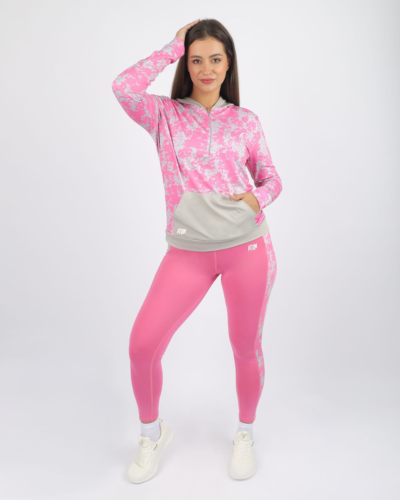 Long Sleeves Women's Pink Hoodie-Atum -64035203