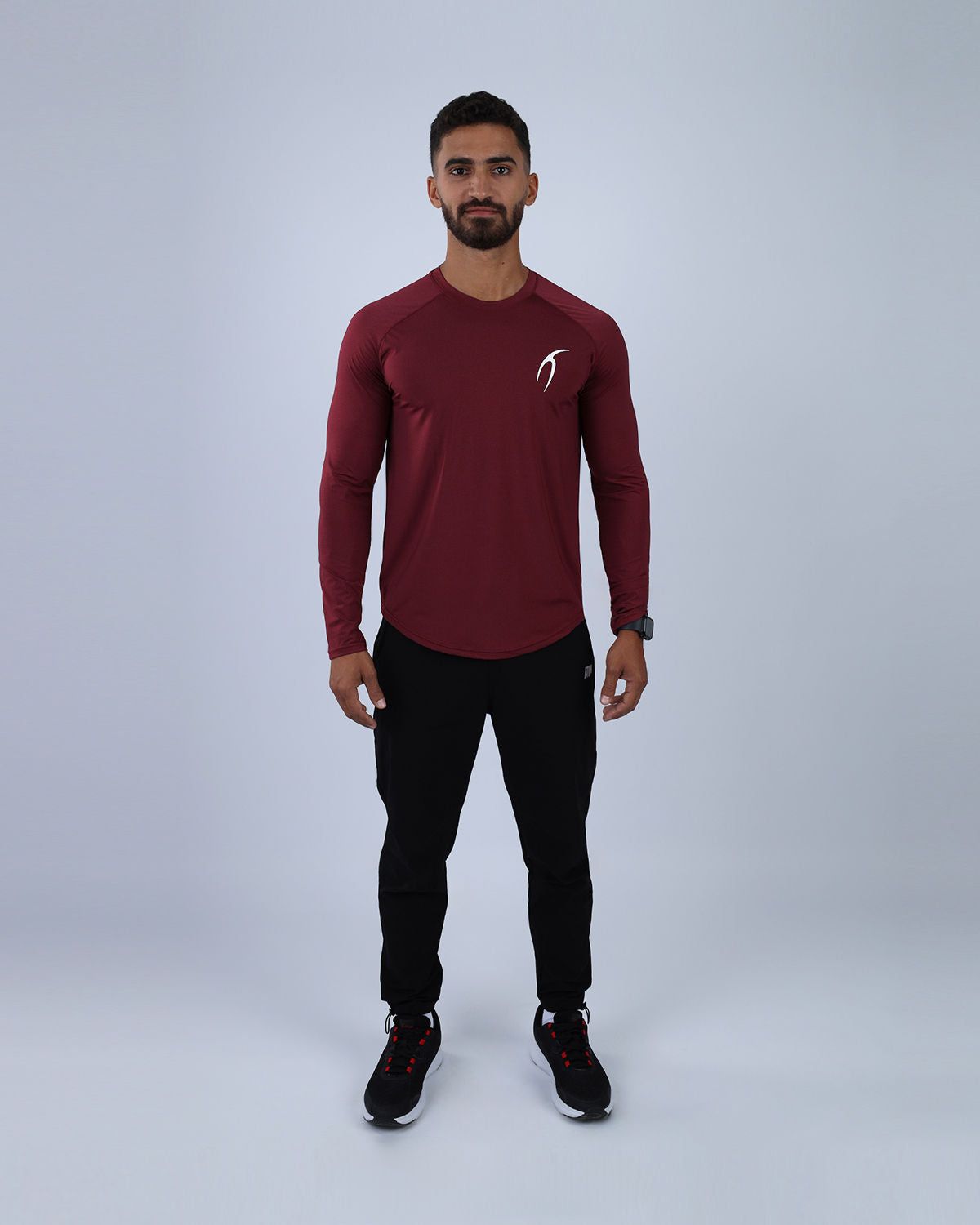Long Sleeve Running Burgundy Tee-Atum -69646105