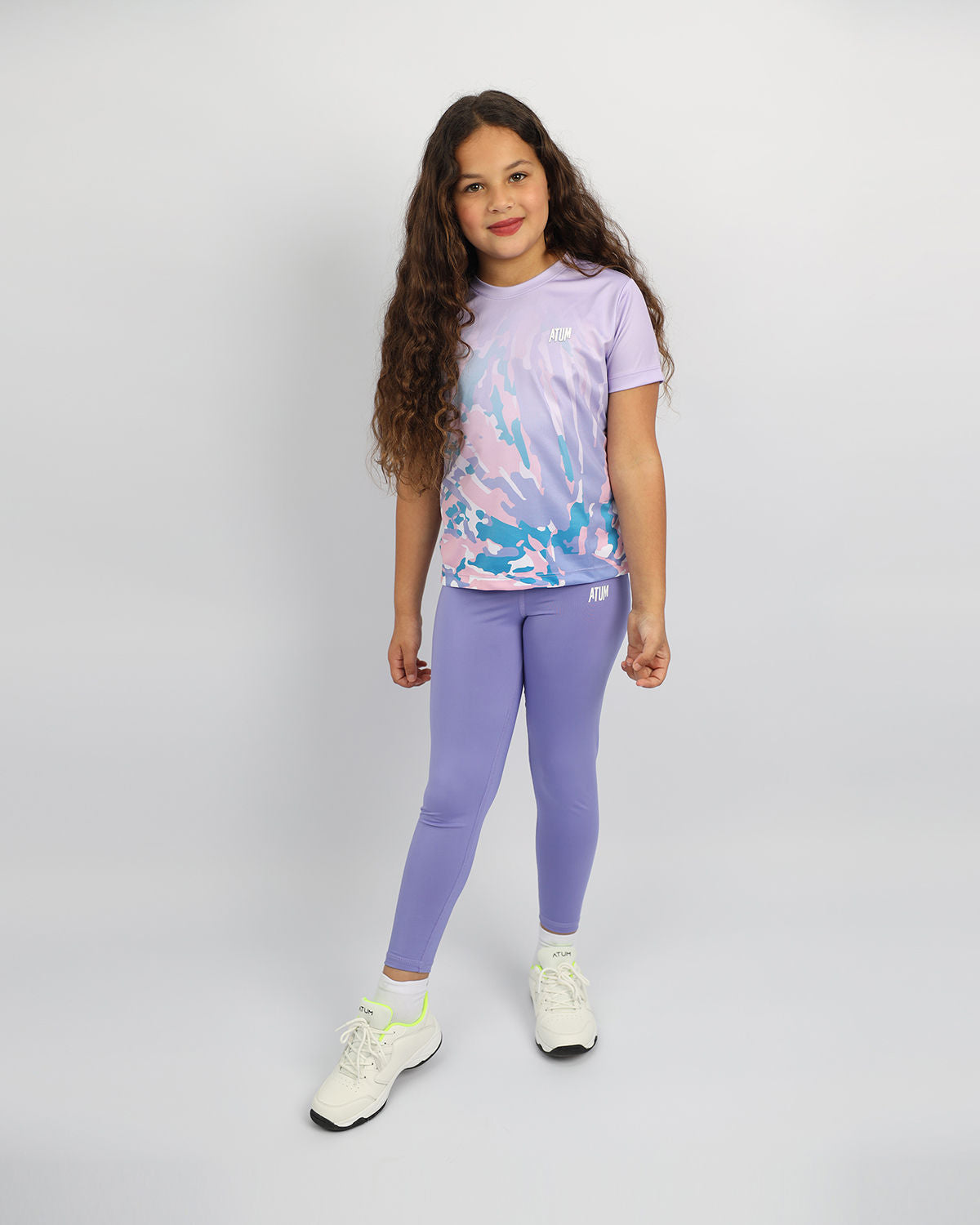 Girl's Floral Purple Leggings-Atum -68915905
