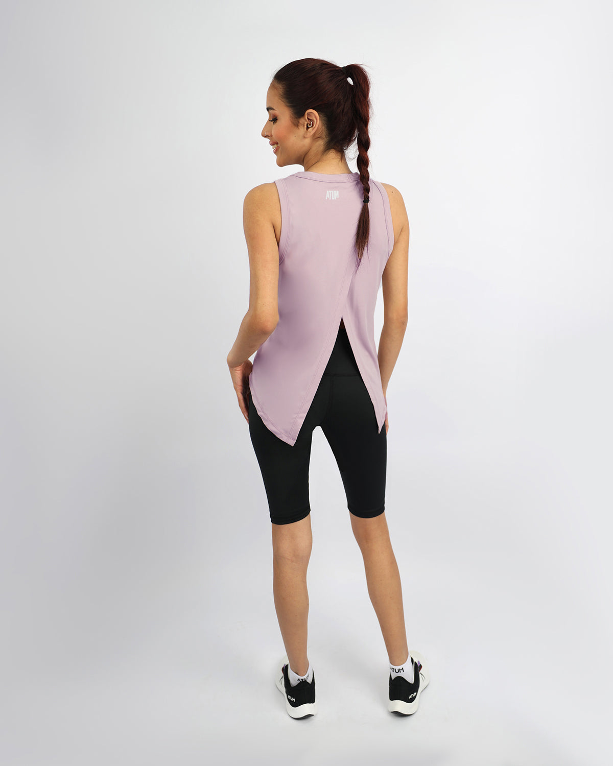 Women's Cross Back Gray Top-Atum -52177645