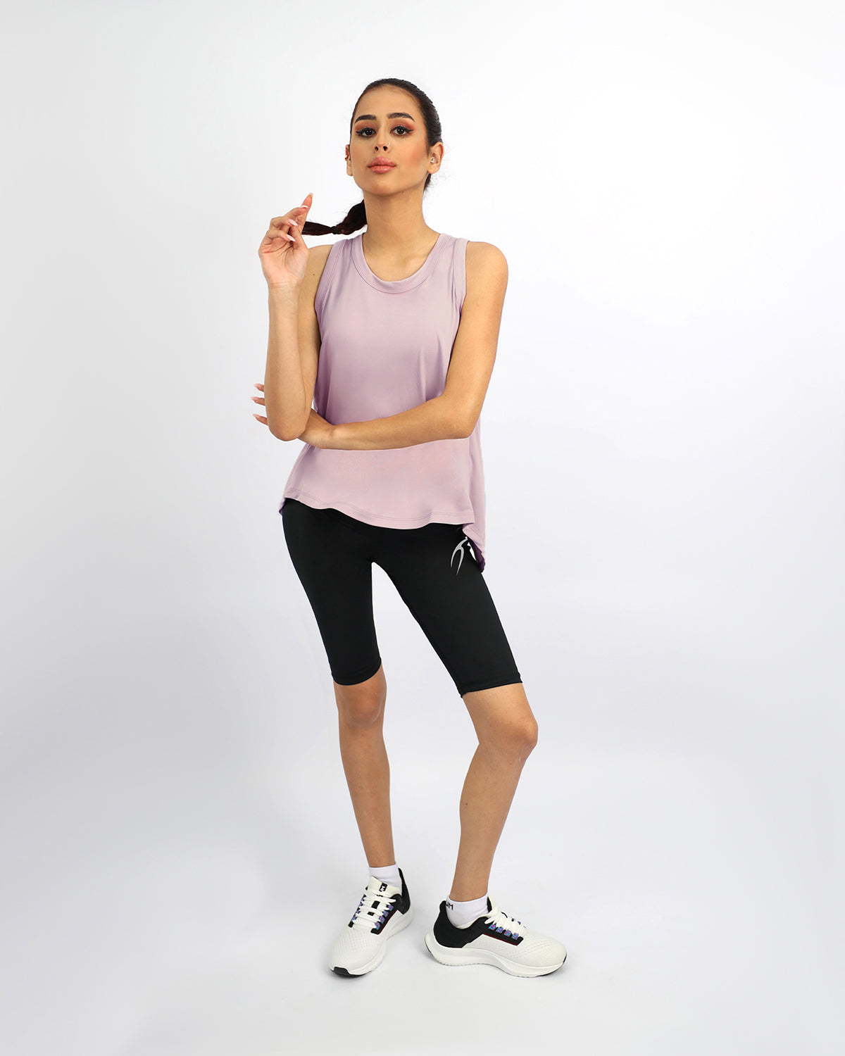 Women's Cross Back Gray Top-Atum -97241616