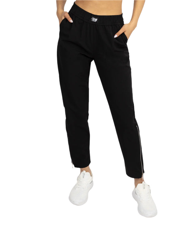 Slit Zipper Black Women's Pants-Atum -98275733