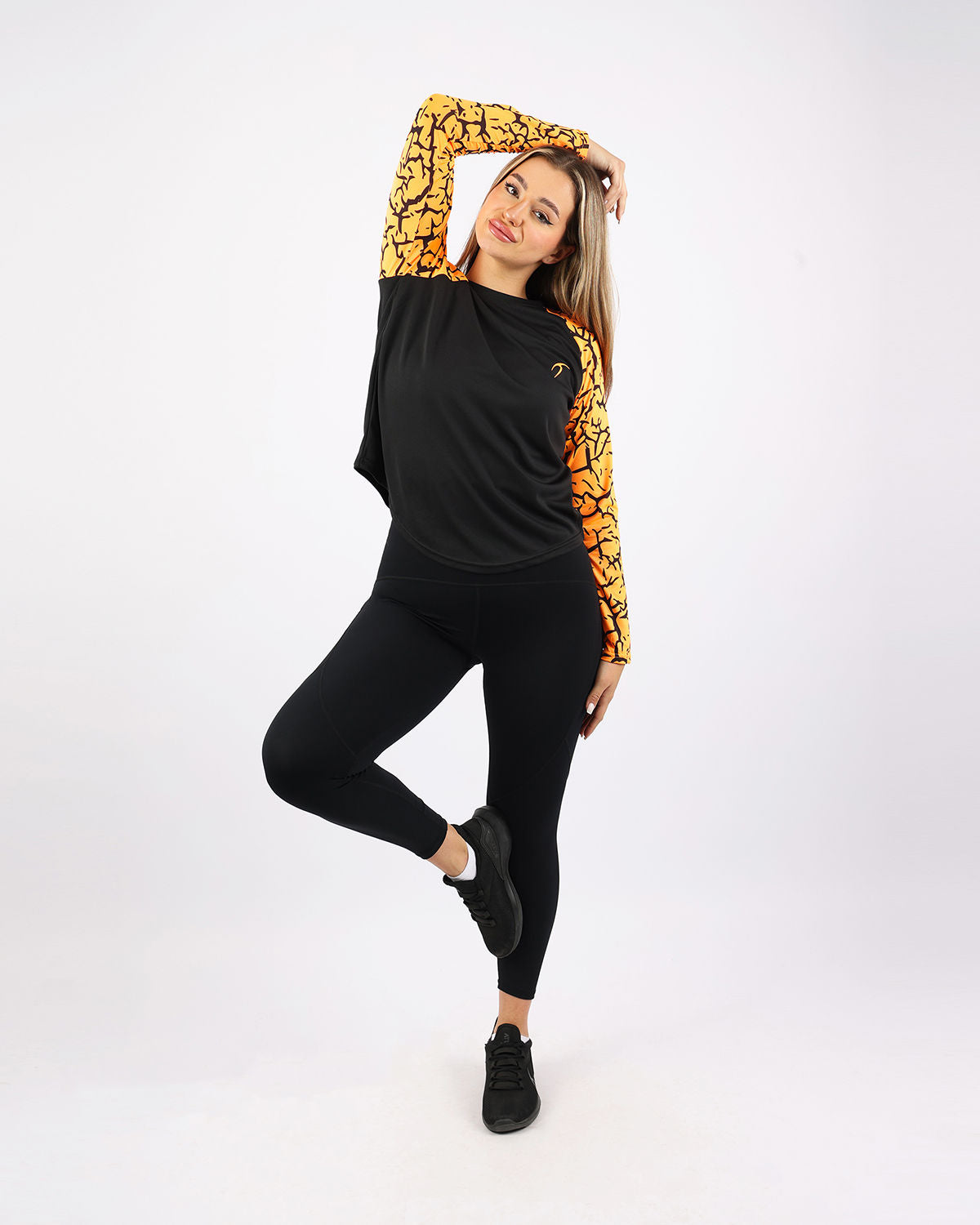 Crew Neck Long Sleeve Orange Top-Atum -18961403