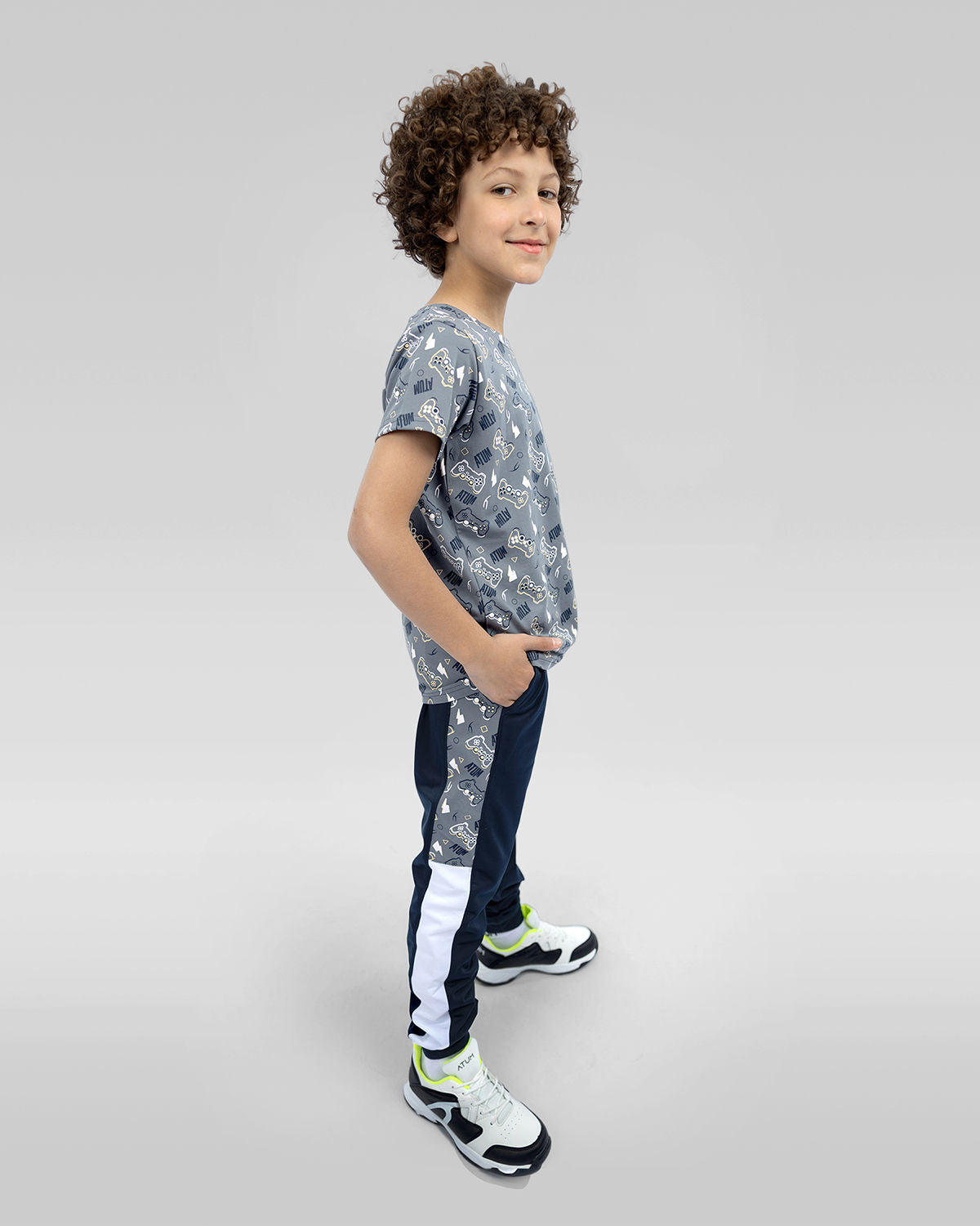 Boy's Graphic Navy Sweatpants-Atum -50390557