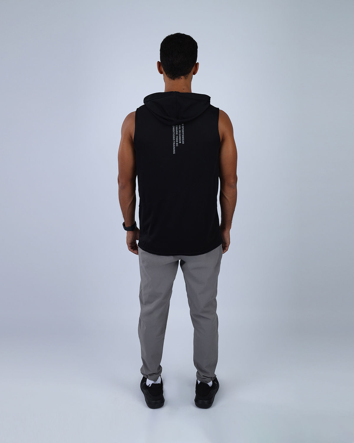 Sleeveless Breathable Black Hoodie-Atum -52855161