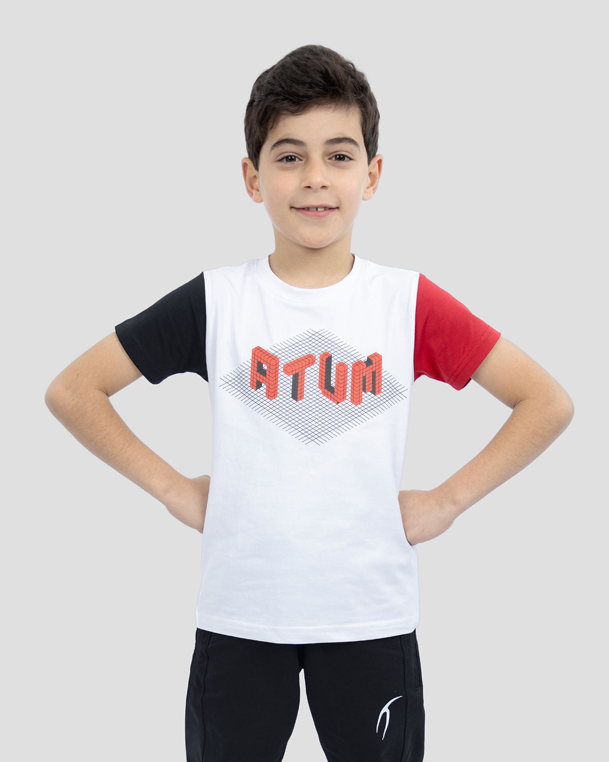 Graphic Logo Boy's White T-Shirt-Atum -7754653
