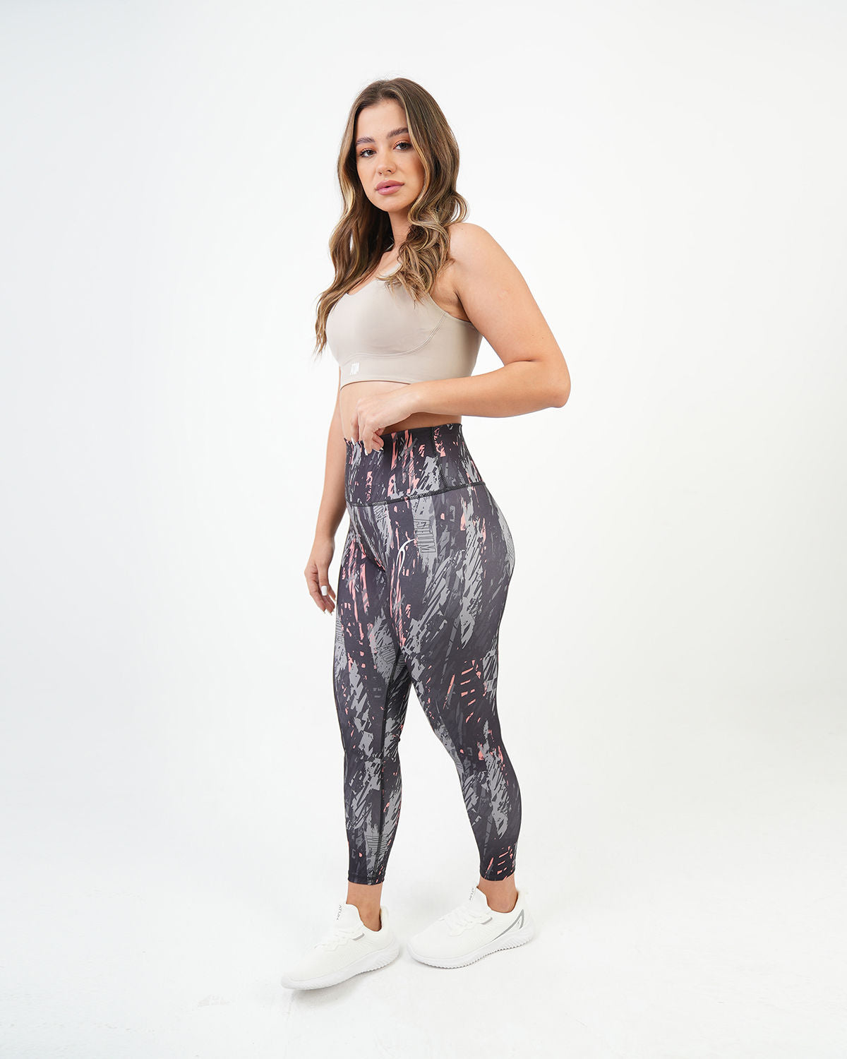 Marble Printed Gray Leggings-Atum -75402160