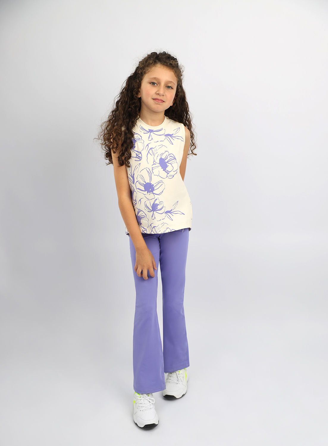 Girl's Flowery White Tank Top-Atum -58396685